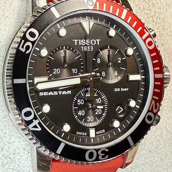 Tissot Seastar Chronograph Date Designer Dive Mens Watch - Picture 3 of 8